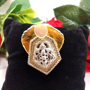 Vintage Christmas Angel Lapel Brooch Pin signed Annette